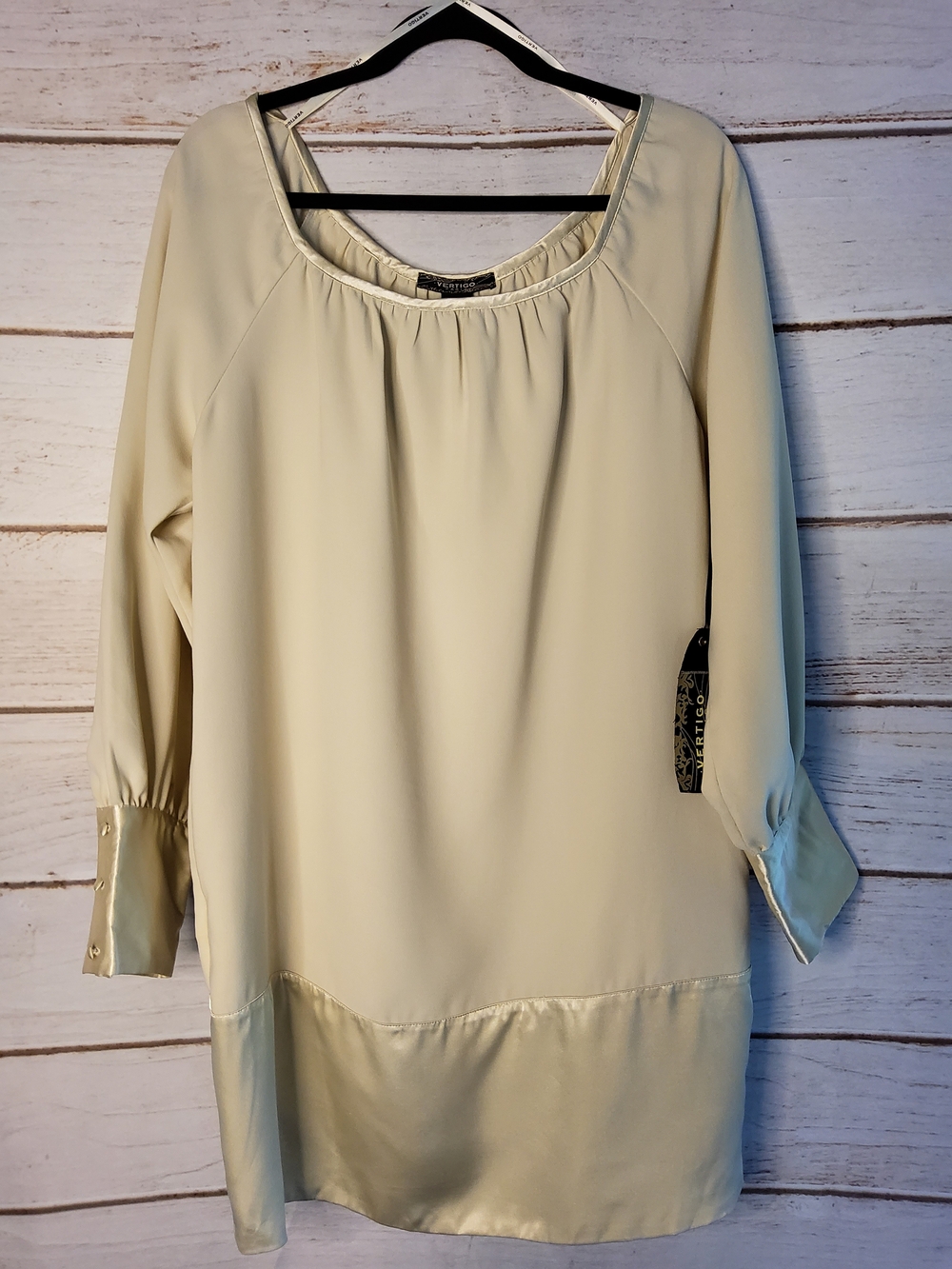 Vertigo PARIS Cream Satin-Trim Dress